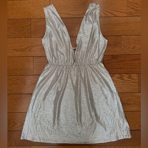 Oh My Love Shiny Silver Textured Dress
